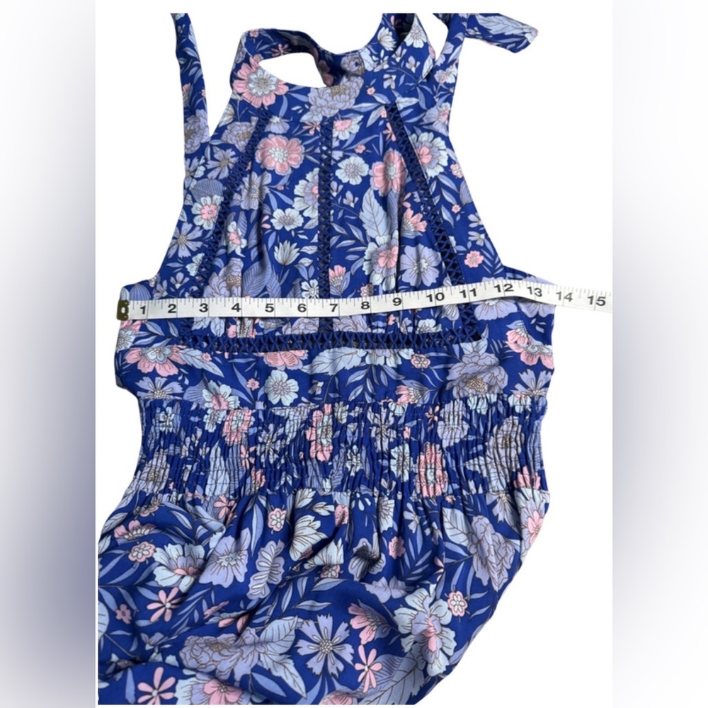 Abel the Label Bluebell Floral Halter Tie Back Full Skirt Maxi Dress - Picture 9 of 15